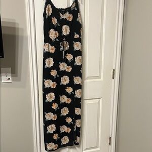 Forever 21 Black Floral Slip Dress with Peach Blooms